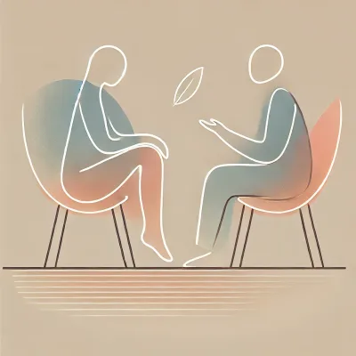 DALL·E 2024-09-11 19.04.54 – A minimalist illustration representing individual therapy. The image shows an abstract human figure sitting in a calm, open space, with soft lines sym terapia individuale a massa